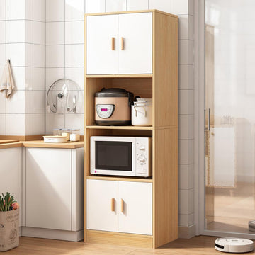 Farmhouse Sideboard Cabinet Kitchen Shelf in Natural for Microwave